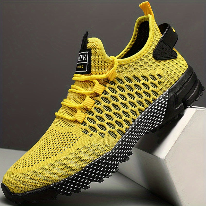 Men's Casual Geometric Print Breathable Mesh Lace-up Sneakers MVP Sports Wear & Gear