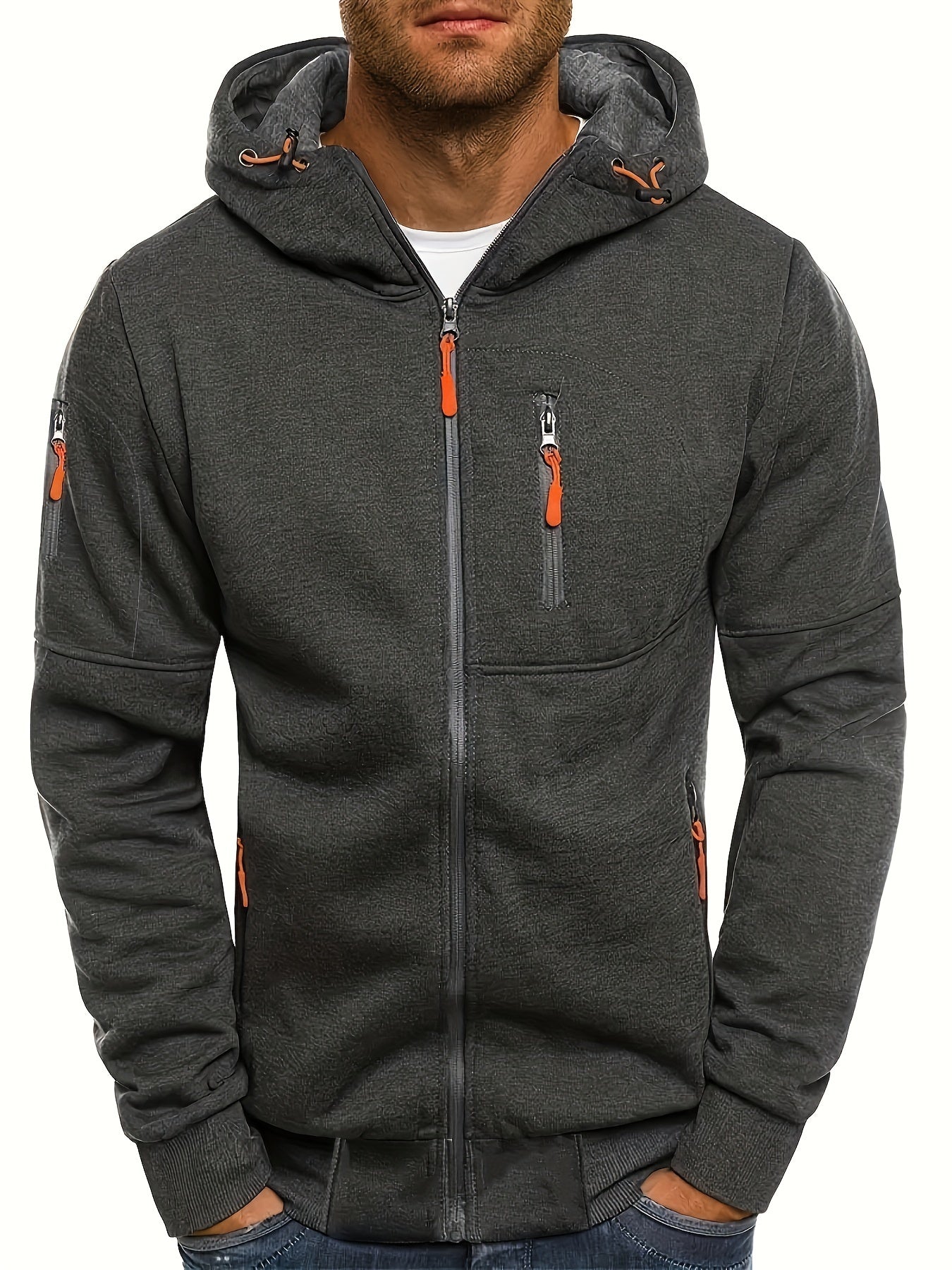 Men's Casual Hooded Long Sleeves Pockets Zip Up Outdoor Sports Sweatshirts - MVP Sports Wear & Gear