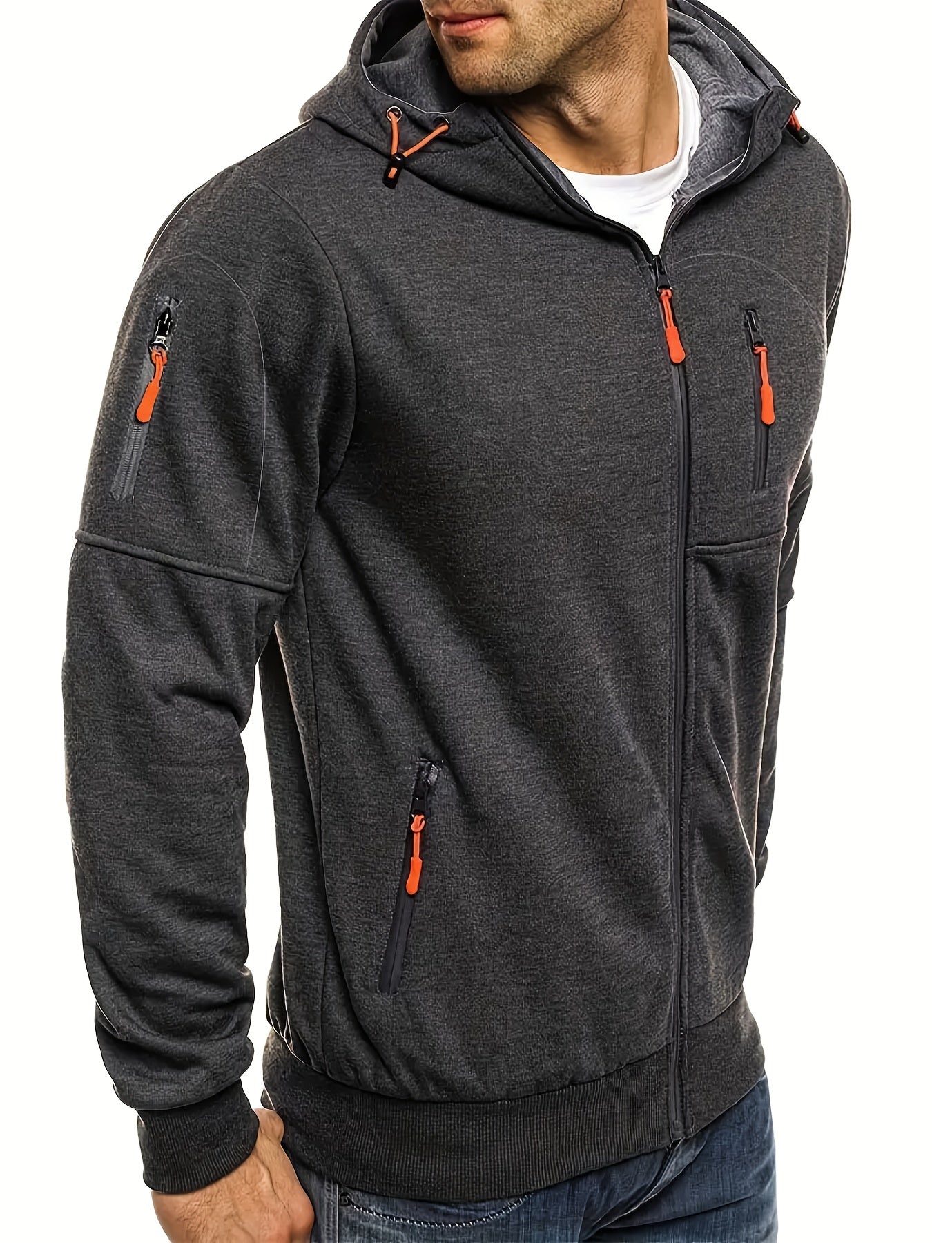 Men's Casual Hooded Long Sleeves Pockets Zip Up Outdoor Sports Sweatshirts - MVP Sports Wear & Gear