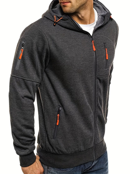 Men's Casual Hooded Long Sleeves Pockets Zip Up Outdoor Sports Sweatshirts - MVP Sports Wear & Gear