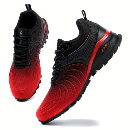 Men's Knit Breathable Running Shoes With Shock Absorption, Lace Up Comfy Soft Sole Sneakers - MVP Sports Wear & Gear