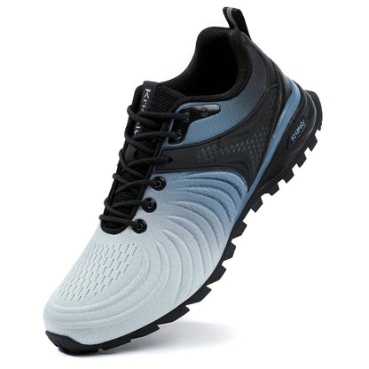 Men's Knit Breathable Running Shoes With Shock Absorption, Lace Up Comfy Soft Sole Sneakers MVP Sports Wear & Gear