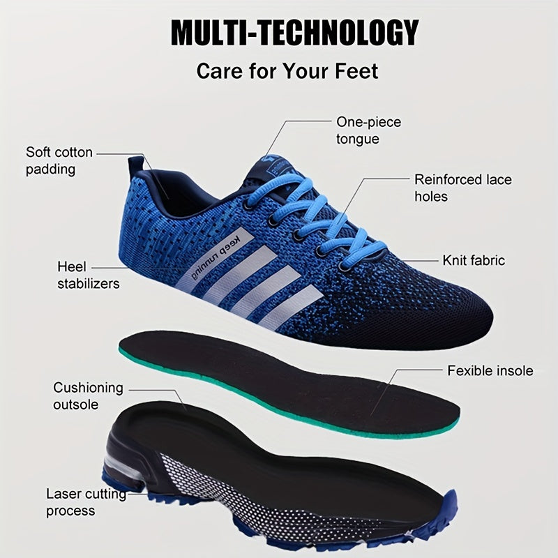 Men's Stripped Breathable Lace Up Mesh Running Shoes MVP Sports Wear & Gear