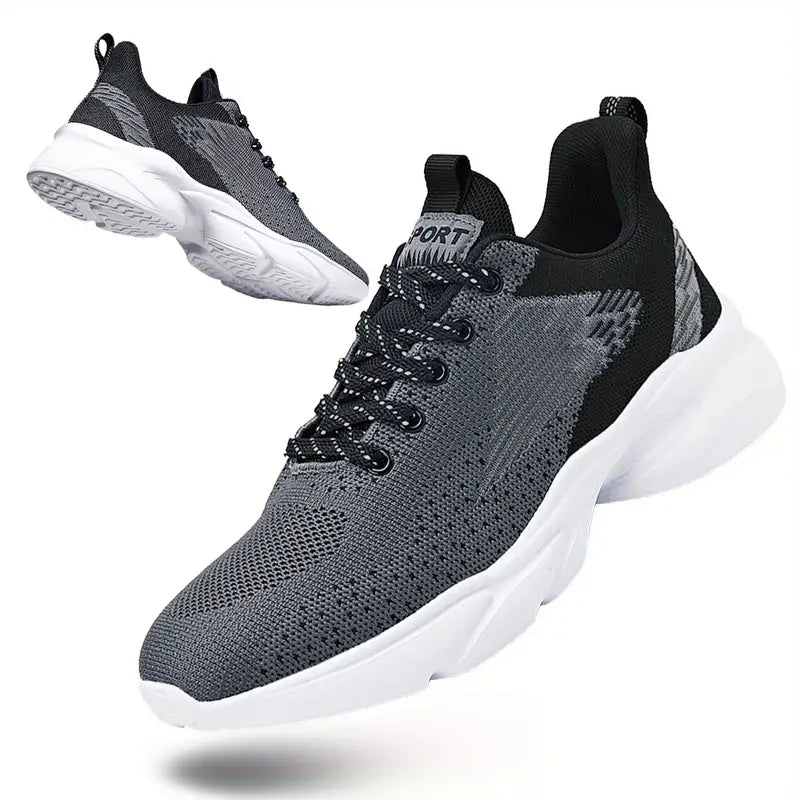 Men's Trendy Breathable Mesh Striped Lightweight Lace-up Running Shoes - MVP Sports Wear & Gear