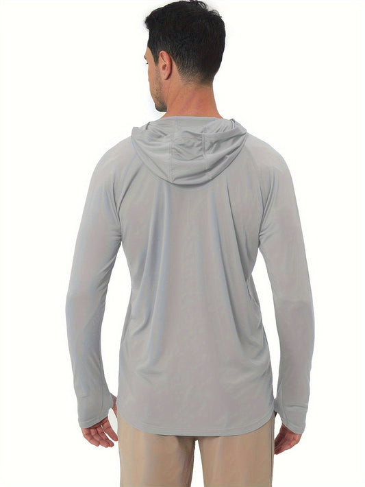 Men's UPF 50+ Sun Protection Hoodie Shirt Long Sleeve Rash Guard Fishing SPF Outdoor UV Lightweight - MVP Sports Wear & Gear