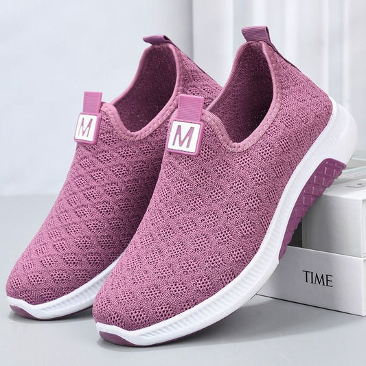 Mesh Comfortable Women's Shoes Breathable Walking Casual Flat Solid - MVP Sports Wear & Gear