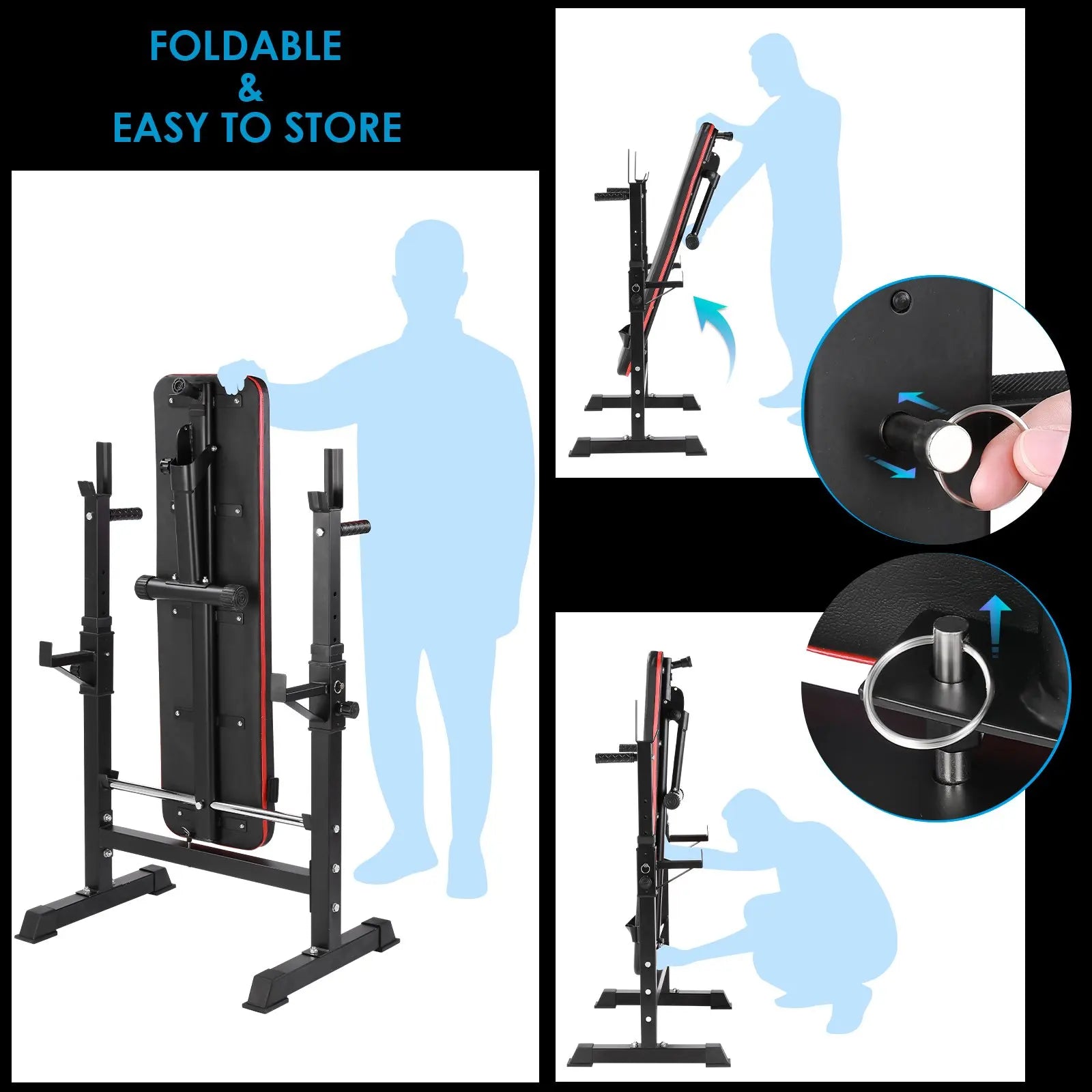 Multifunction Bench with Barbell Rack, Foldable, Workout Bench and Squat Rack Up To 200 Kg - MVP Sports Wear & Gear