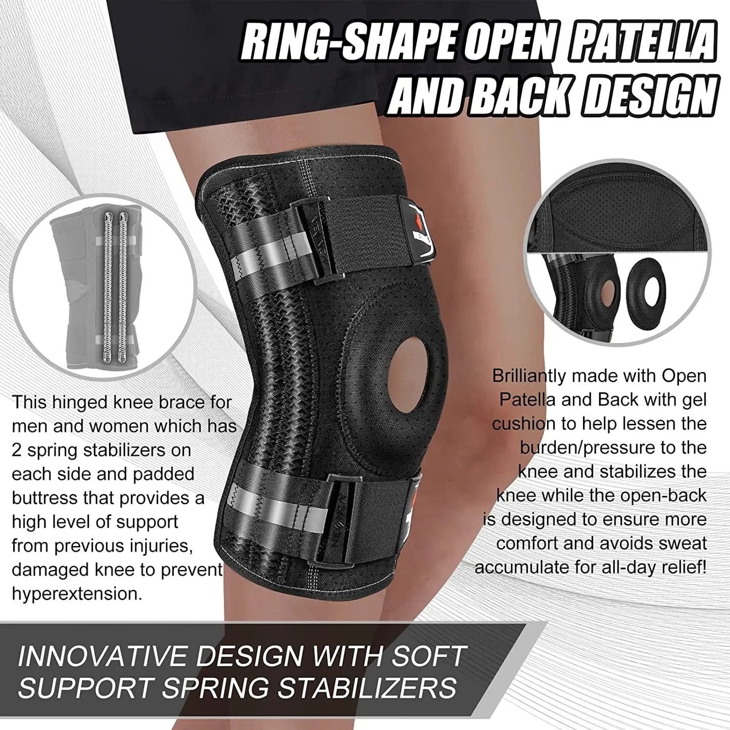 NEENCA Knee Brace for Knee Pain with Patella Gel Pad & Side Stabilizers Knee Support Arthritis Meniscus Tear Injury Recovery - MVP Sports Wear & Gear