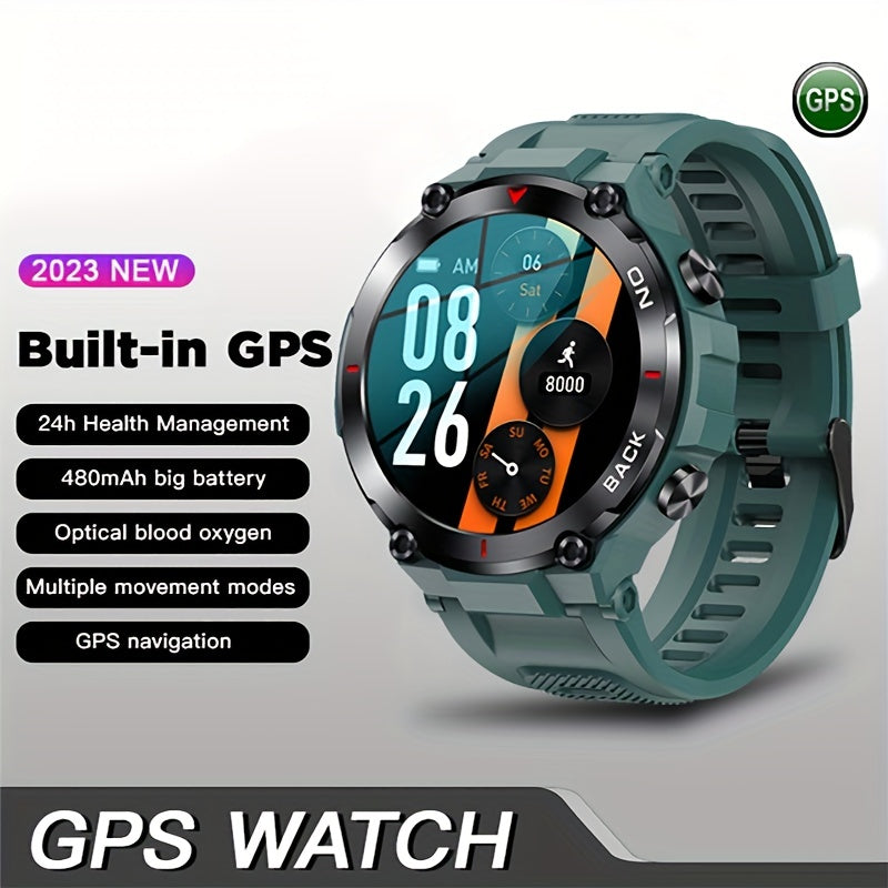 New GPS Smart Watch Outdoor Fitness Sports Watches For Men Waterproof 24-Hour Heartrate Blood Oxygen Monitoring Smartwatch - MVP Sports Wear & Gear