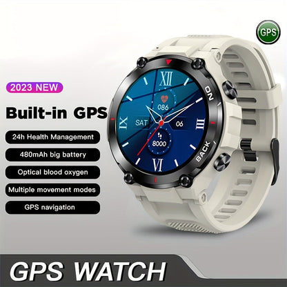 New GPS Smart Watch Outdoor Fitness Sports Watches For Men Waterproof 24-Hour Heartrate Blood Oxygen Monitoring Smartwatch - MVP Sports Wear & Gear