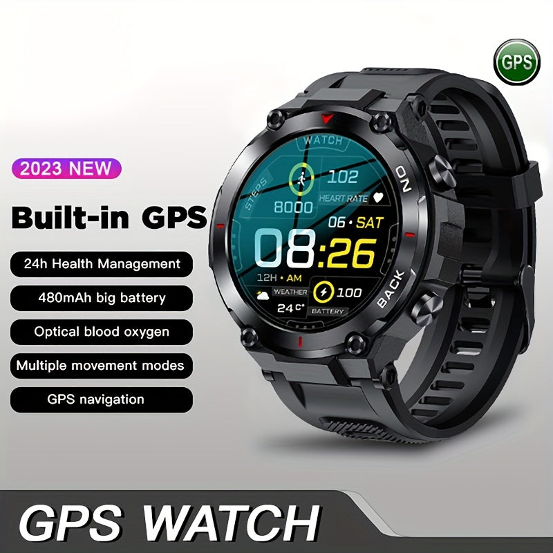 New GPS Smart Watch Outdoor Fitness Sports Watches For Men Waterproof 24-Hour Heartrate Blood Oxygen Monitoring Smartwatch - MVP Sports Wear & Gear