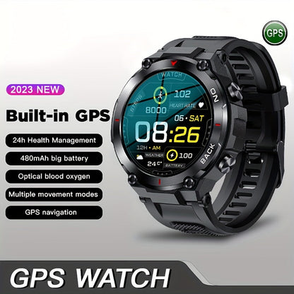 New GPS Smart Watch Outdoor Fitness Sports Watches For Men Waterproof 24-Hour Heartrate Blood Oxygen Monitoring Smartwatch - MVP Sports Wear & Gear