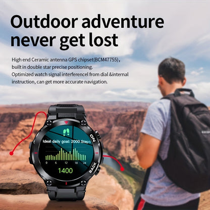 New GPS Smart Watch Outdoor Fitness Sports Watches For Men Waterproof 24-Hour Heartrate Blood Oxygen Monitoring Smartwatch MVP Sports Wear & Gear