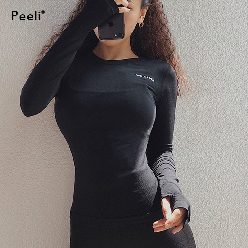 Peeli Long Sleeve Yoga Shirts Sport Fitness Gym Top Sports Wear Jersey Running T Shirt - MVP Sports Wear & Gear