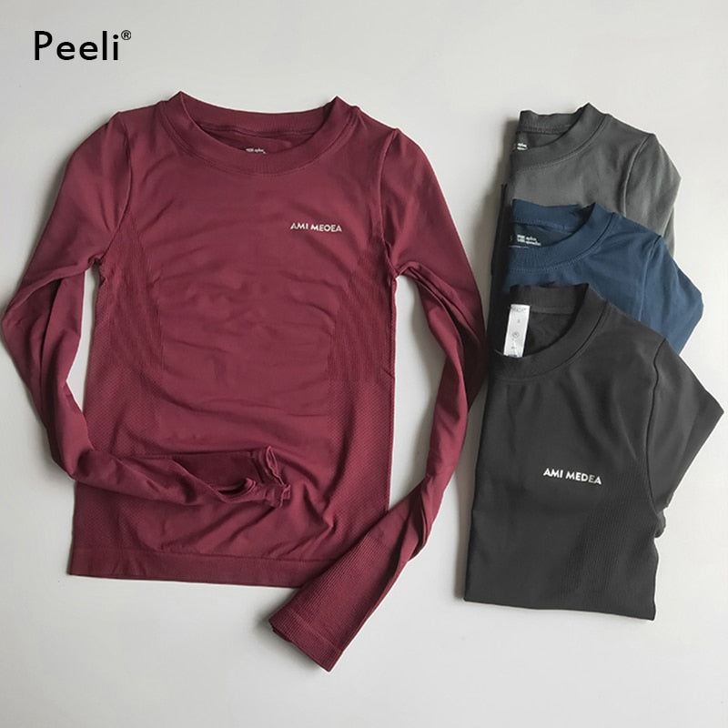 Peeli Long Sleeve Yoga Shirts Sport Fitness Gym Top Sports Wear Jersey Running T Shirt - MVP Sports Wear & Gear