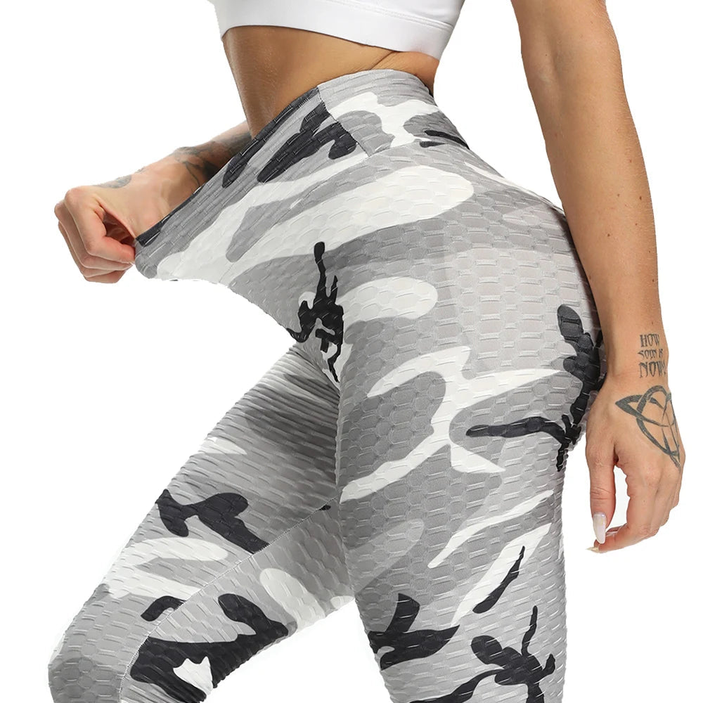 Printed Yoga Leggings High Waist Booty Gym Sports Pant Push Up Leggings Tie-dye Women Fitness Yoga Pants Workout Textured Tights - MVP Sports Wear & Gear