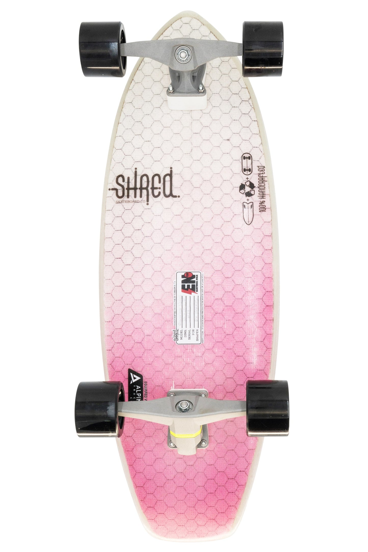 Shred Skateboard Surfskate - Electrical Ninja (30”) - Color Fade Hot Pink by Shred MFG