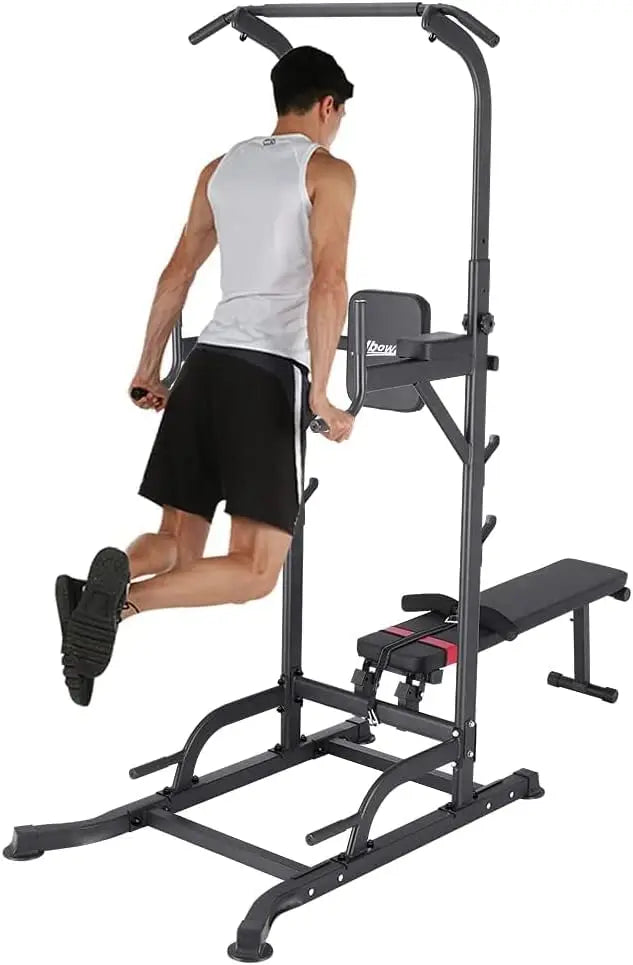 Pull Up Bar Stand Dip Station, Multi-gear Adjustable Heights and Weight Bench Angles, Strength Training Fitness - MVP Sports Wear & Gear