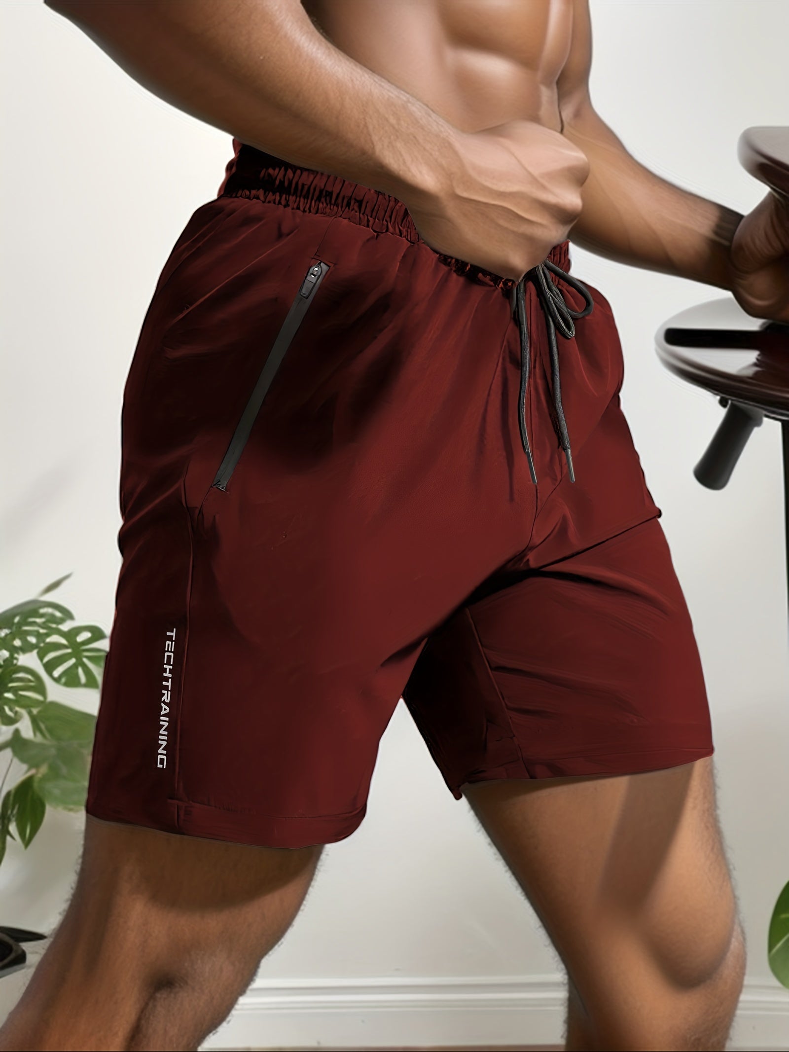 Quick Drying Comfy Active, Men's Casual Zipper Pockets Stretch Waist Drawstring Shorts For Summer Gym Workout Training MVP Sports Wear & Gear