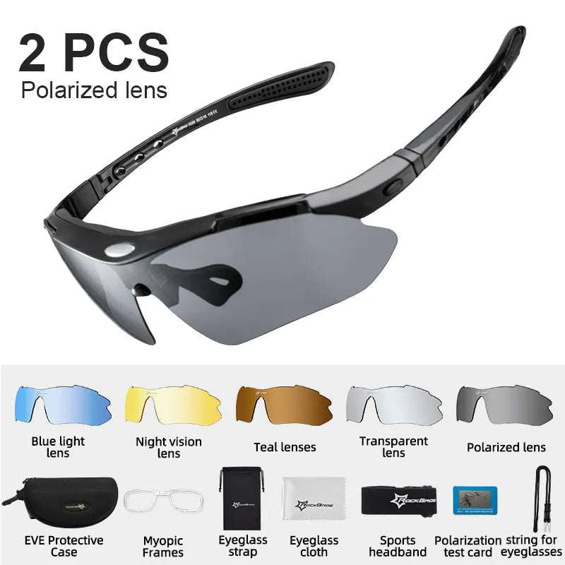 ROCKBROS Polarized Cycling Glasses Clear UV400 Outdoor Sport Sunglasses Men or Women - MVP Sports Wear & Gear