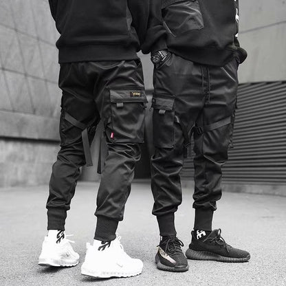 Ribbons Harem Joggers Cargo Streetwear Hip Hop Casual Pockets Cotton Track Pants - MVP Sports Wear & Gear