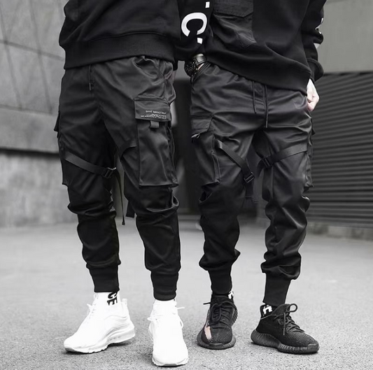 Ribbons Harem Joggers Cargo Streetwear Hip Hop Casual Pockets Cotton Track Pants - MVP Sports Wear & Gear