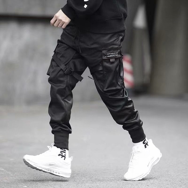 Ribbons Harem Joggers Cargo Streetwear Hip Hop Casual Pockets Cotton Track Pants - MVP Sports Wear & Gear