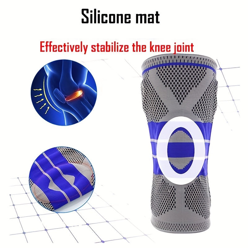 Silicone Spring Full Knee Protector With Strong Support On The Inner Side Of The Patella, Compression Meniscus Protection, Sports Pad, Suitable For Running, Mountaineering, Cycling, Basketball, And Other Sports MVP Sports Wear & Gear