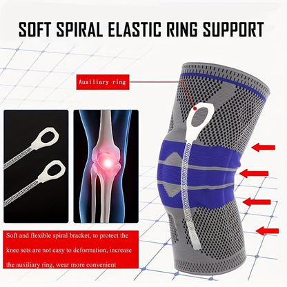 Silicone Spring Full Knee Protector With Strong Support On The Inner Side Of The Patella, Compression Meniscus Protection, Sports Pad, Suitable For Running, Mountaineering, Cycling, Basketball, And Other Sports MVP Sports Wear & Gear