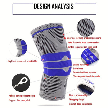 Silicone Spring Full Knee Protector With Strong Support On The Inner Side Of The Patella, Compression Meniscus Protection, Sports Pad, Suitable For Running, Mountaineering, Cycling, Basketball, And Other Sports MVP Sports Wear & Gear