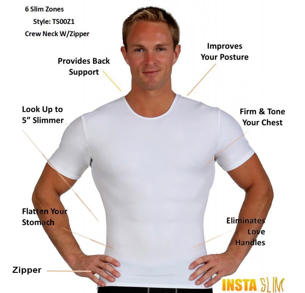 Insta Slim I.S.Pro USA Compression Crew Neck W/12" Right Side Zipper TS00Z1 by InstantFigure INC - MVP Sports Wear & Gear