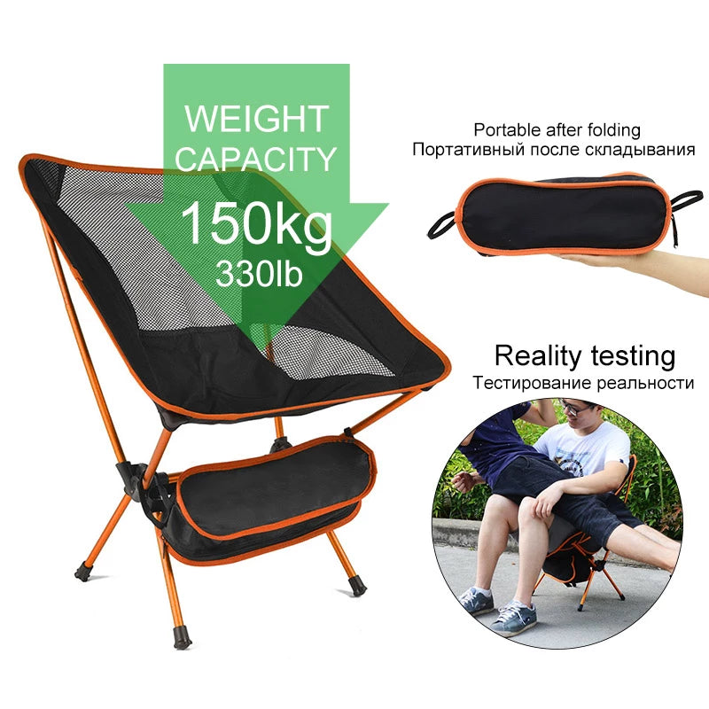 Travel Ultralight Folding Chair Outdoor Camping Portable Beach Hiking Picnic Fishing - MVP Sports Wear & Gear