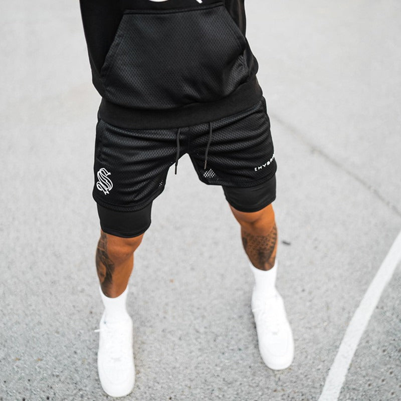 Trendy Sports Double Layer Shorts Training Fake Two Piece - MVP Sports Wear & Gear