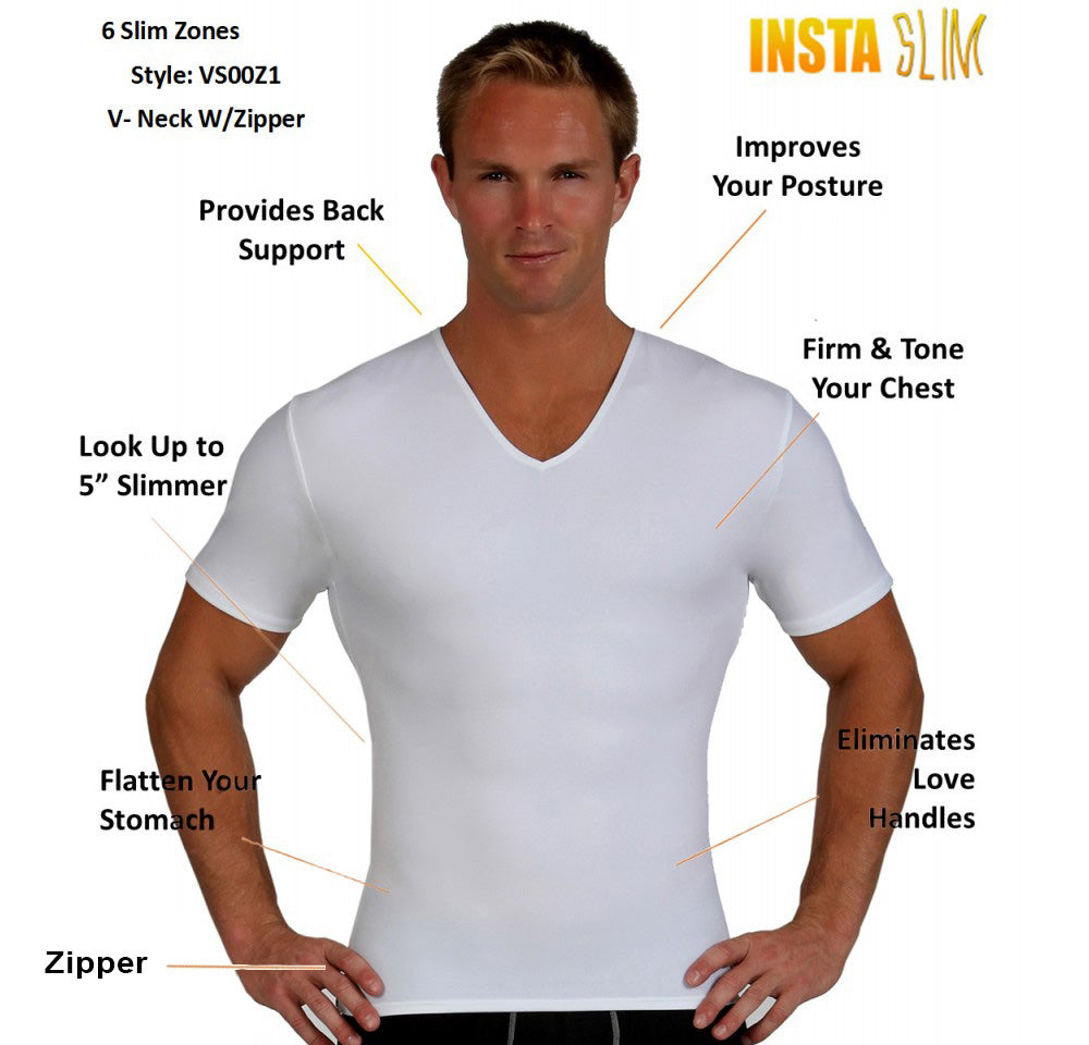 Insta Slim I.S.Pro USA Compression V-Neck W/12" Right Side Zipper VS00Z1 by InstantFigure INC - MVP Sports Wear & Gear