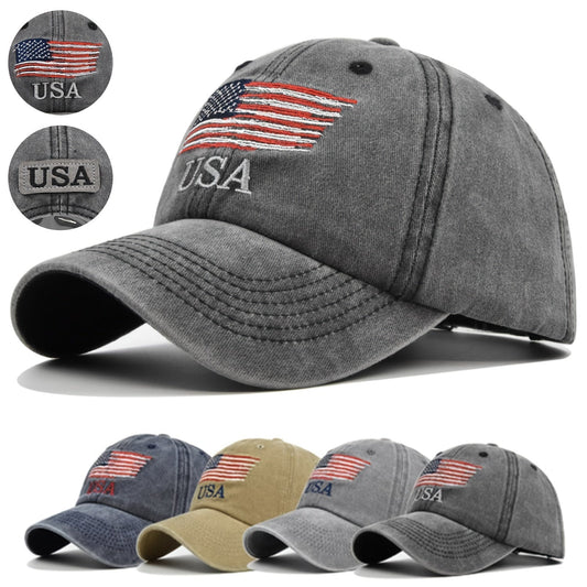 Vintage Baseball Hats For Men American Flag Patch Breathable Mesh Classic Baseball Caps Adjust Cotton Running Ball Hats - MVP Sports Wear & Gear