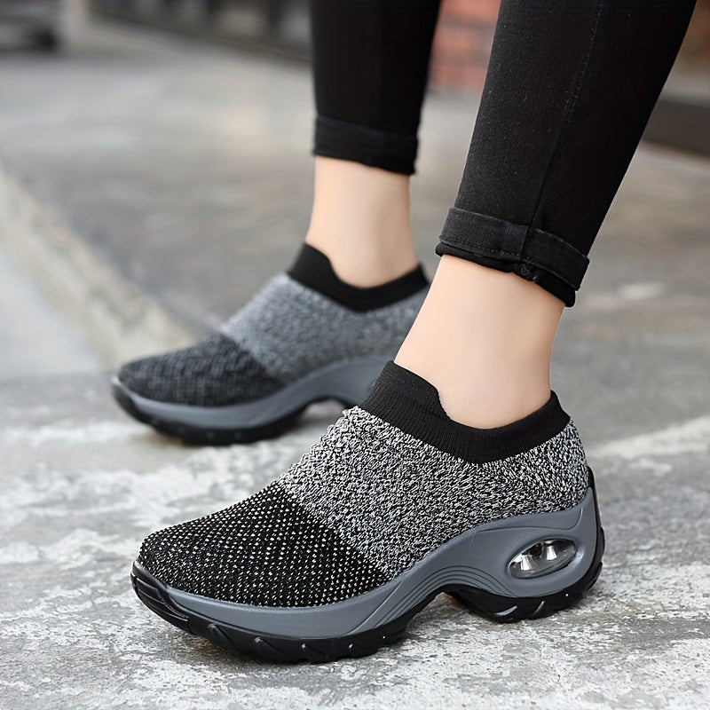 Women's Air Cushion Sock Sneakers, Casual Breathable Slip On, Comfy MVP Sports Wear & Gear