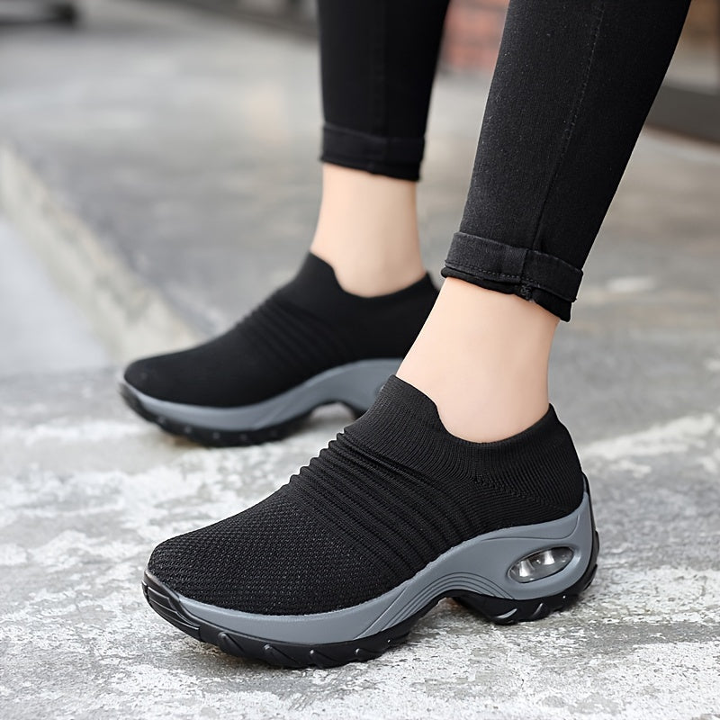 Women's Air Cushion Sock Sneakers, Casual Breathable Slip On, Comfy MVP Sports Wear & Gear