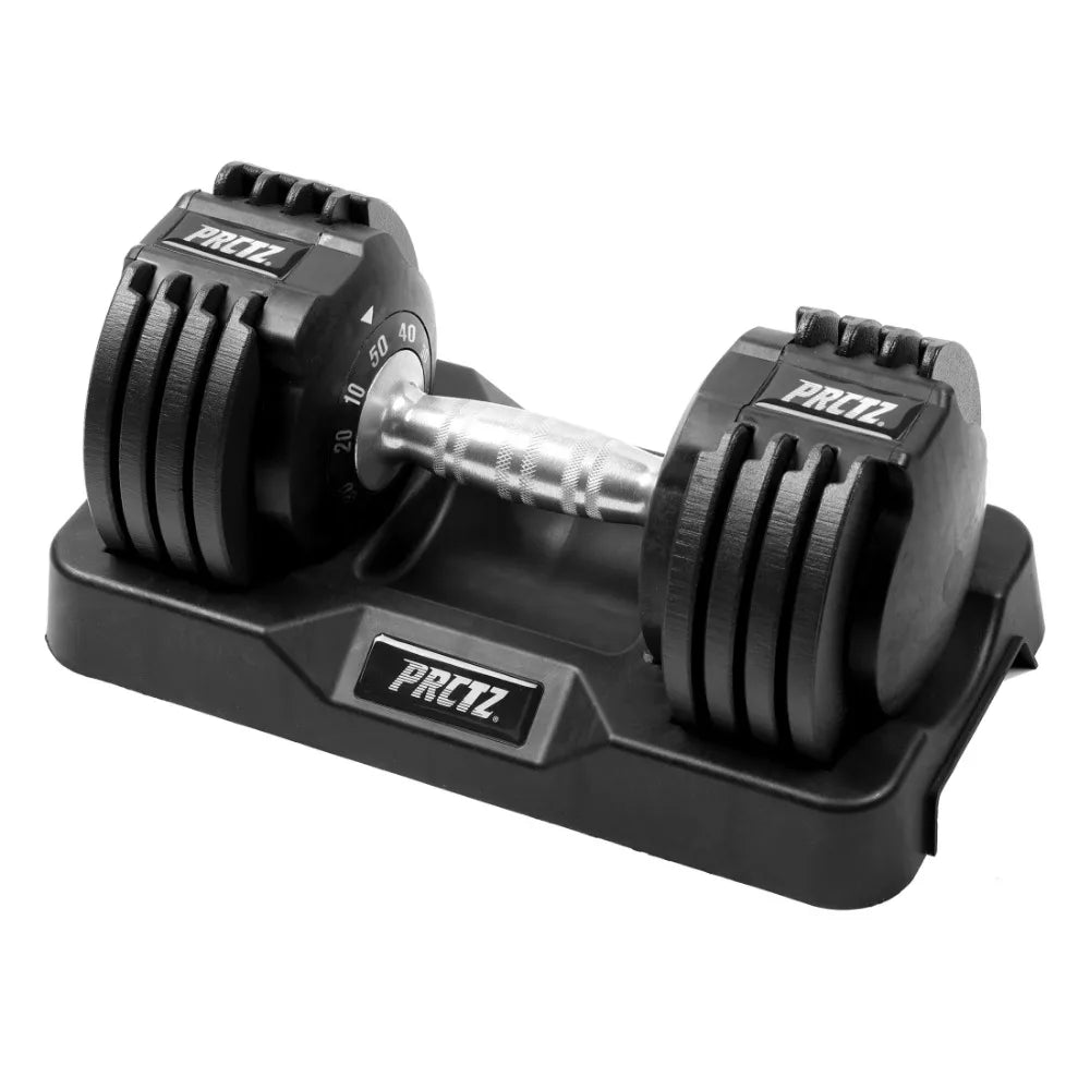 10-50 lb Quick Select Adjustable Dumbbell, Enhanced 3-Point Safety Locking System, Single, Black - MVP Sports Wear & Gear