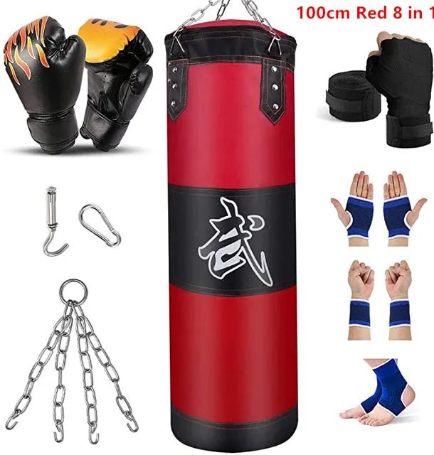 100/120cm Unfilled Heavy Punching Bag Professional Boxing Sandbag with Hanging Accessorie for MMA Muay Thai Kickboxing Taekwondo - MVP Sports Wear & Gear