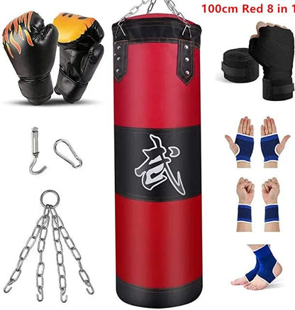 100/120cm Unfilled Heavy Punching Bag Professional Boxing Sandbag with Hanging Accessorie for MMA Muay Thai Kickboxing Taekwondo - MVP Sports Wear & Gear