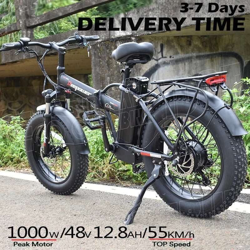 20 INCH Electric Bicycle 1000W 48V 12.8AH Lithium Battery Mechanical Disc Brake 500W Fat Tire Folding - MVP Sports Wear & Gear