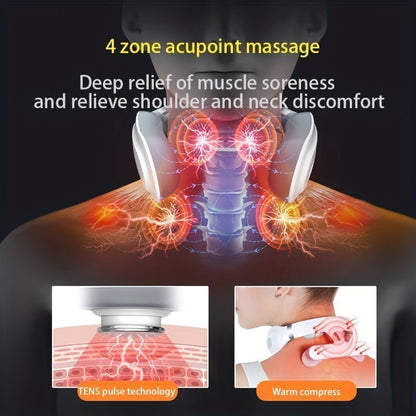 2023 High Quality Portable Smart Wireless U-Shaped TENS EMS Pulse Heated Massager - Relieve Neck & Shoulder Pain With Four-head Heating And 16 gear - MVP Sports Wear & Gear