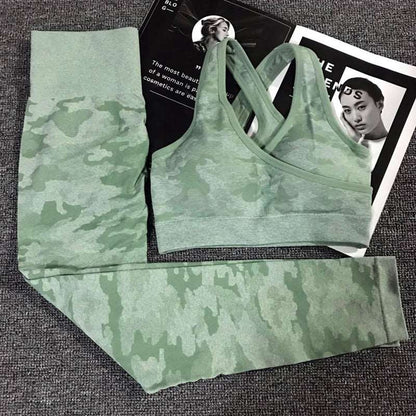 2PCS Camouflage Yoga Set Sports Wear For Women Gym Fitness Clothing Booty Yoga Leggings + Sport Bra GYM Sport Suit - MVP Sports Wear & Gear